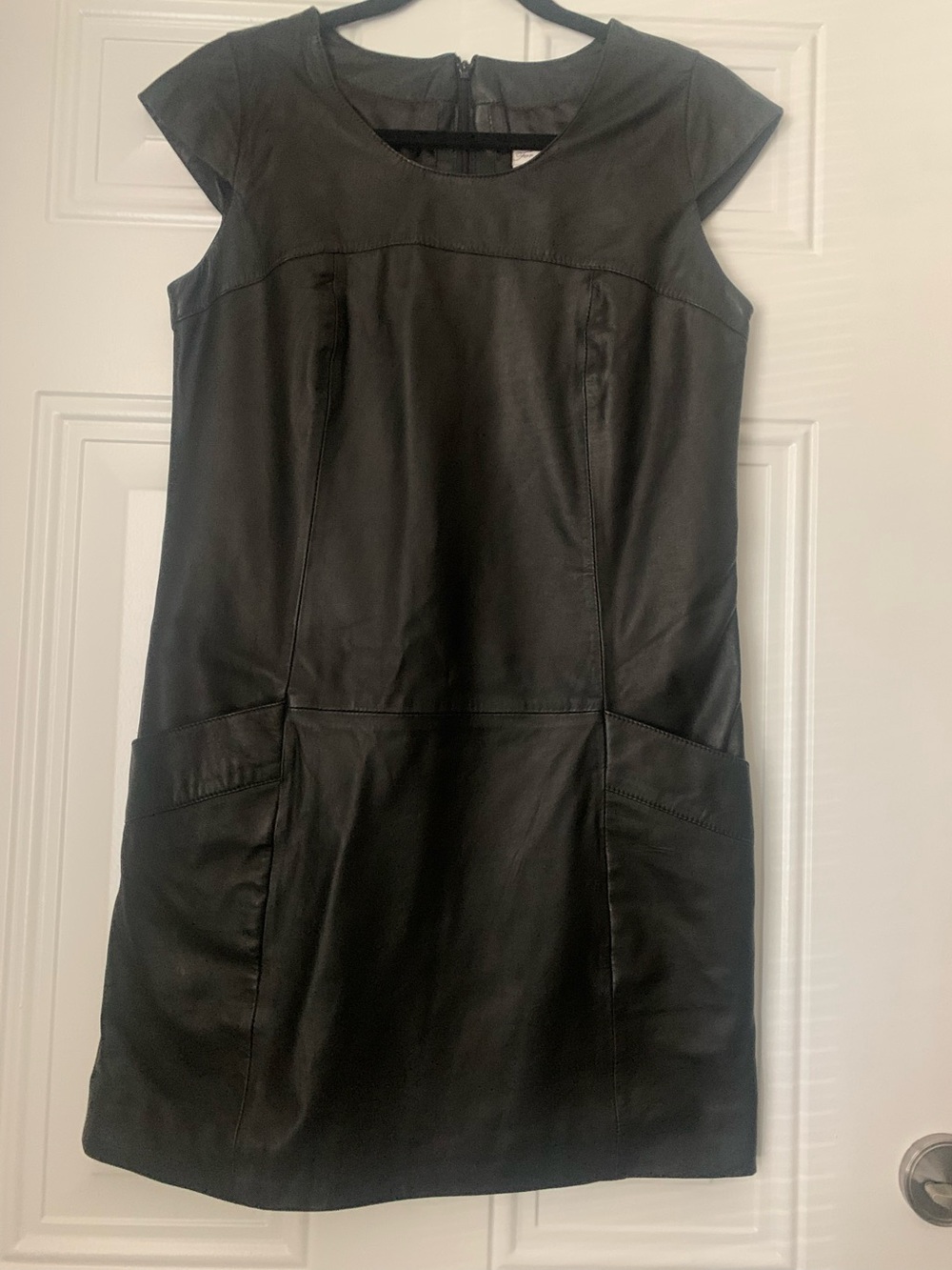 EUC “For Joseph” Black 100% Genuine Leather Cap-Sleeve Mini Dress Size S